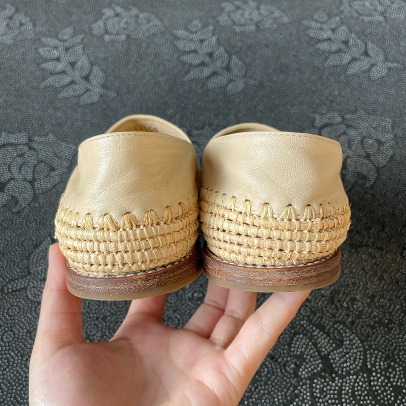 01866 chanel黑米黃皮質漁夫鞋38碼-2