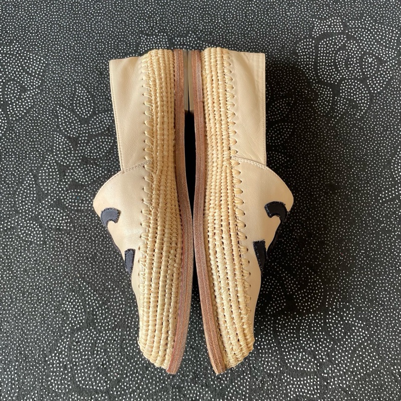 01866 chanel黑米黃皮質漁夫鞋38碼-6