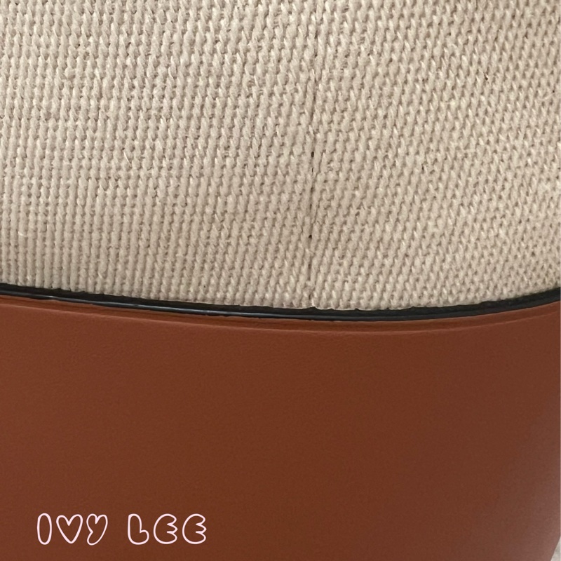 LOEWE 羅威 BALLOON 烙印LOGO帆布拼接小牛皮抽繩束口 斜背包 手提包 水桶包 咖啡 米色 正品 二手精品-30