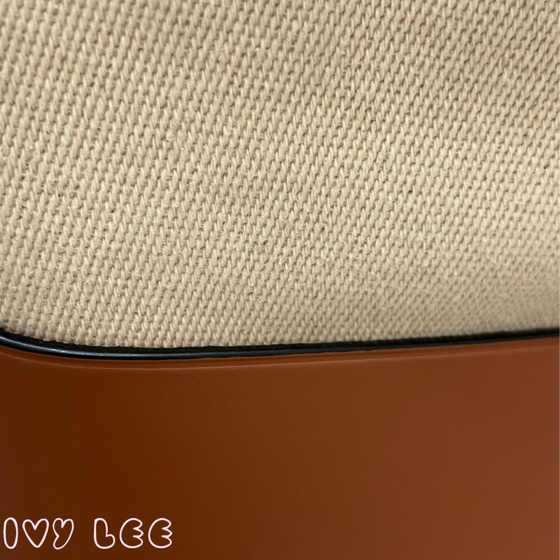 LOEWE 羅威 BALLOON 烙印LOGO帆布拼接小牛皮抽繩束口 斜背包 手提包 水桶包 咖啡 米色 正品 二手精品-31