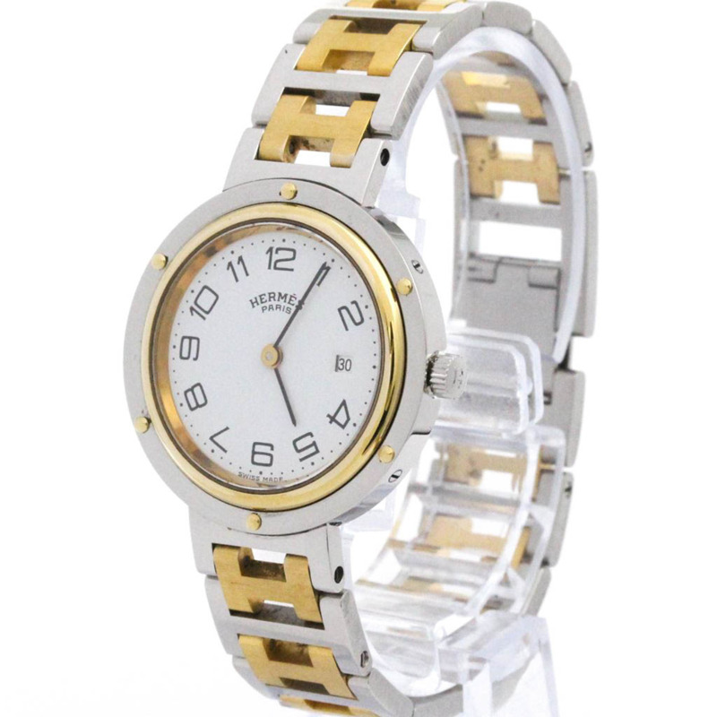 愛馬仕 Clipper 鍍金鋼石英女士腕錶 CL4.220 拋光-1