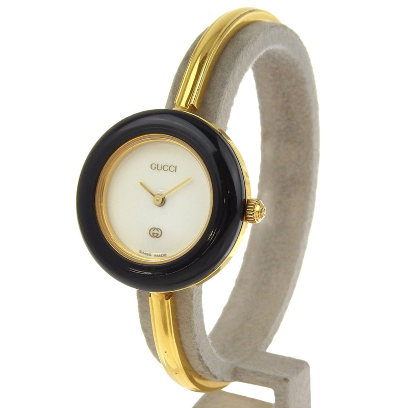 Gucci Change Bezel腕錶，Cal. 978.002，11/12，鍍金石英機芯，模擬顯示，白色錶盤，女士款-1
