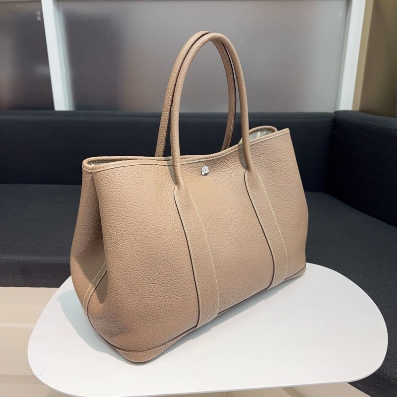 98新Hermes/愛馬仕garden party花園36大象灰銀扣A刻 輕微使用痕跡 配件無-1