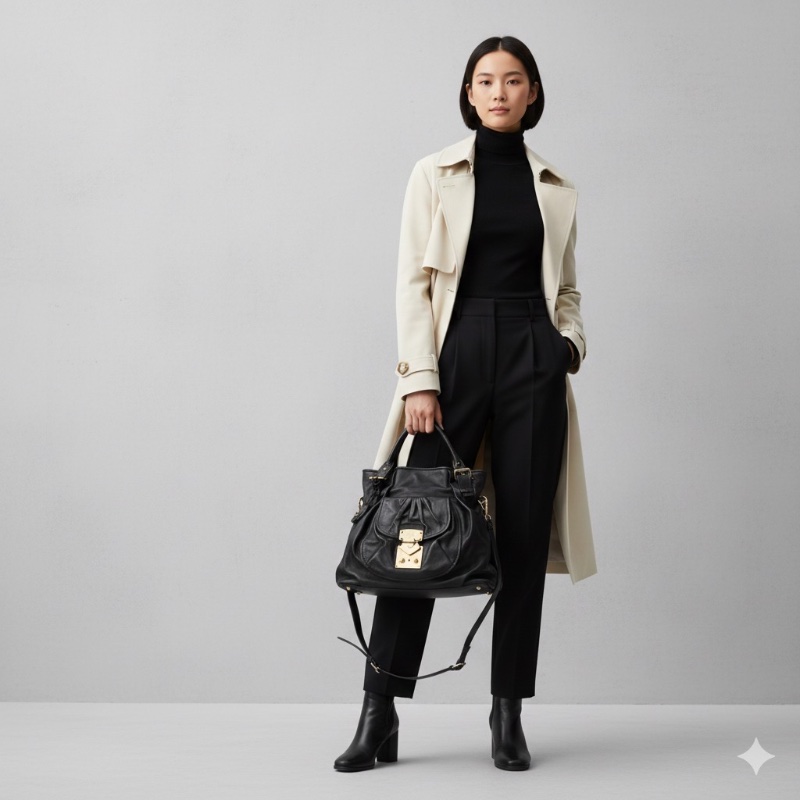 Miu Miu 經典皺褶Coffer包 | 義大利製 |LUX METAL|(黑色皮質/附長背帶/鎖匙/保卡/發票/美品-3