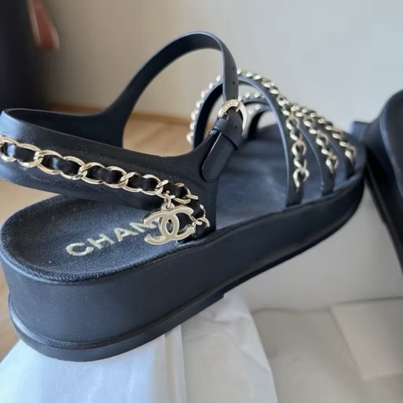 二手私物 CHANEL 香奈兒 鏈條涼鞋 37碼-1