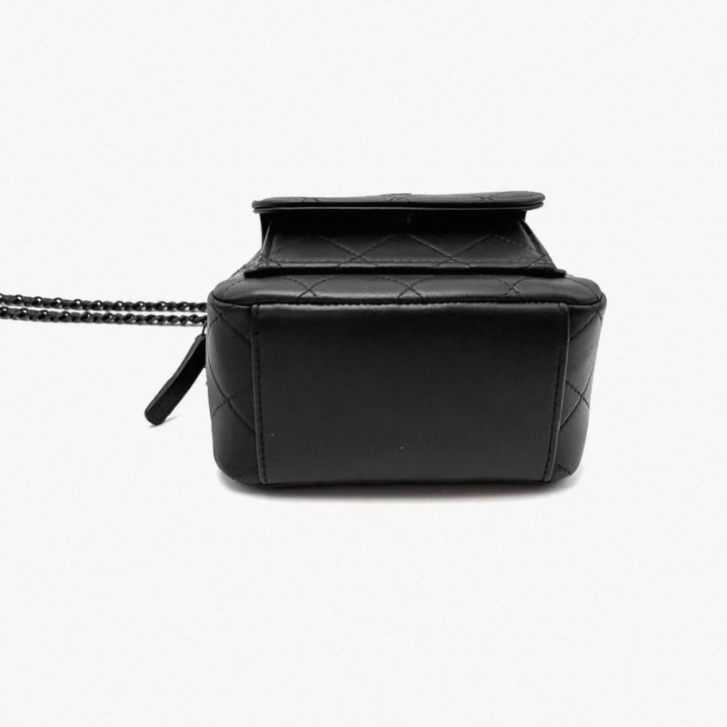CHANEL 25C全黑so back mini手提肩背斜背小書包 13*18*6.5 98新配件盒子塵袋-5