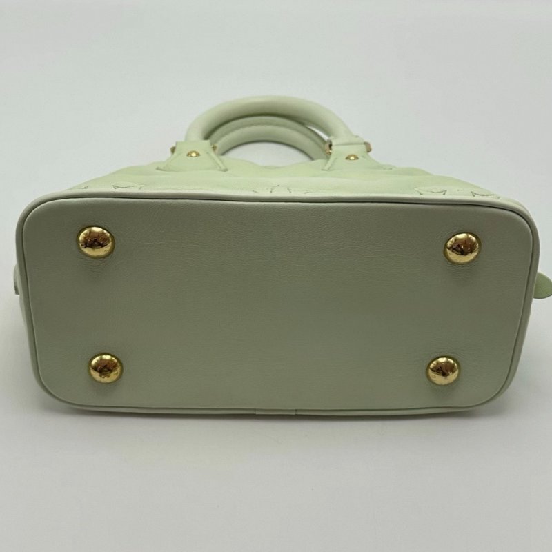 LV Alma BB淺綠色老花壓印皮革貝殼手提斜背包 23*17*11.5 98新配件塵袋-4