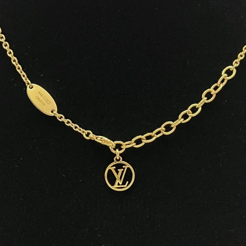 LV 金色V字項鍊 鏈長46cm 98新配件盒子塵袋-2
