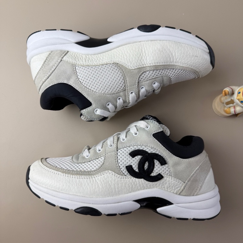 CHANEL/香奈兒 黑白熊貓系帶休閒鞋 36碼 98新 品相不錯/YLP3503-4