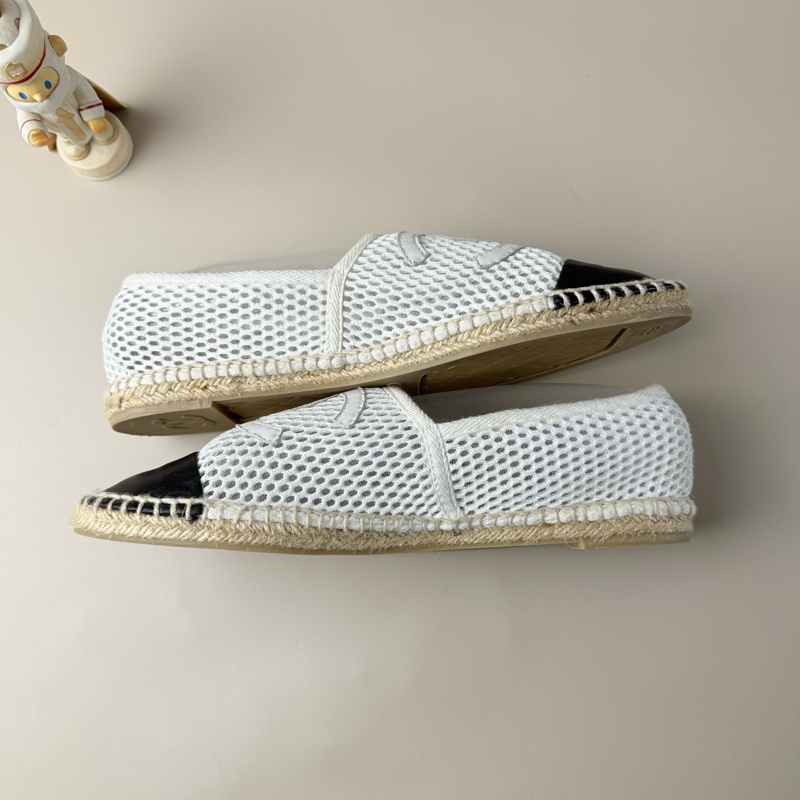 CHANEL/香奈儿 黑白织面渔夫鞋 39码 99新 品相完美-4
