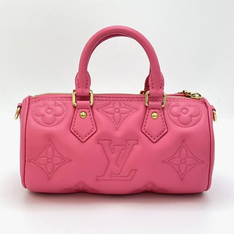 LV 火龍果色壓花PAPILLON BB手提肩背斜背包 21*11*11 98新配件盒子購證塵袋-5