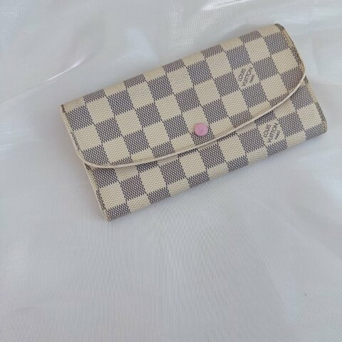 Louis Vuitton 路易威登 白色棋盤格長款豆豆錢包