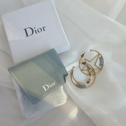 Dior迪奧復古 圓圈字母耳環耳釘 99新