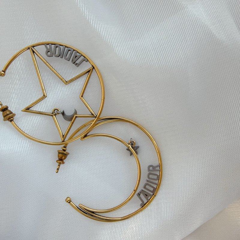 Dior迪奧復古 圓圈字母耳環耳釘 99新-1
