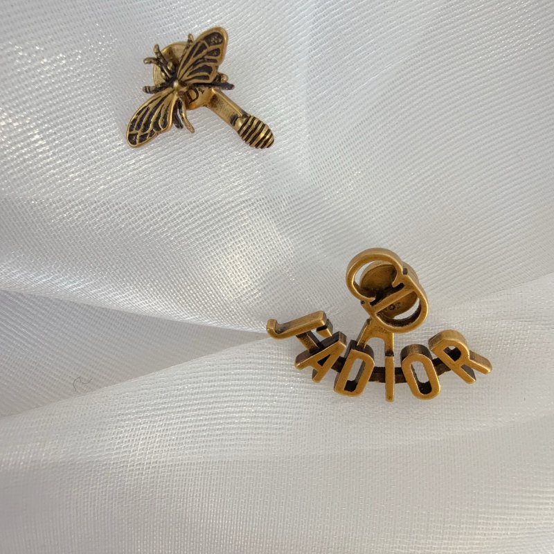 Dior迪奧小蜜蜂 字母復古耳釘  99新-1