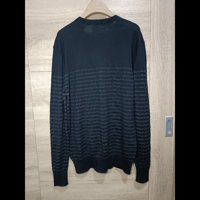 Allsaints Wherry Crew 黑灰 橫條紋 棉質 針織衫 男S-1