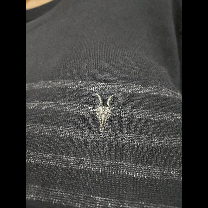 Allsaints Wherry Crew 黑灰 橫條紋 棉質 針織衫 男S-2
