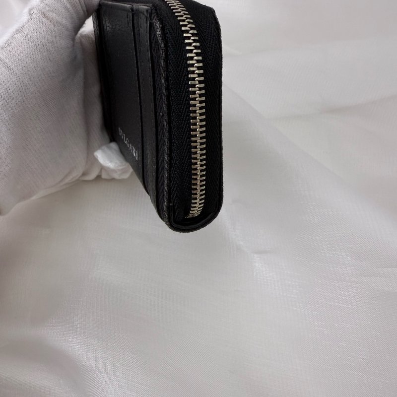 BVLGARI 宝格丽 短款拉鍊錢包 黑色 97新-2