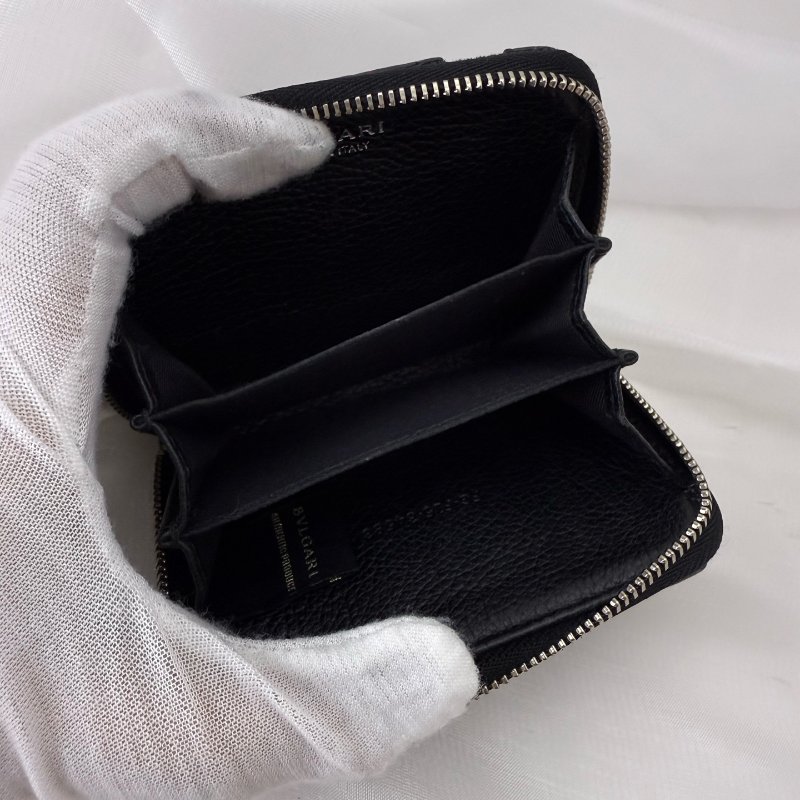 BVLGARI 宝格丽 短款拉鍊錢包 黑色 97新-8