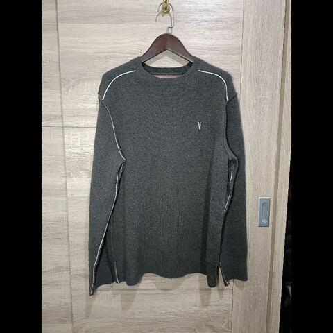 Allsaints Strike Crew 灰色 羊毛 駝毛 毛衣 針織衫 男M
