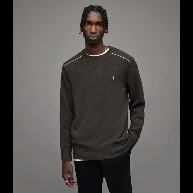 Allsaints Strike Crew 灰色 羊毛 駝毛 毛衣 針織衫 男M-1