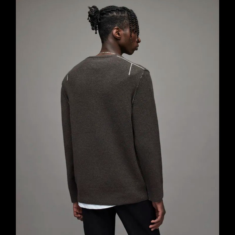 Allsaints Strike Crew 灰色 羊毛 駝毛 毛衣 針織衫 男M-2