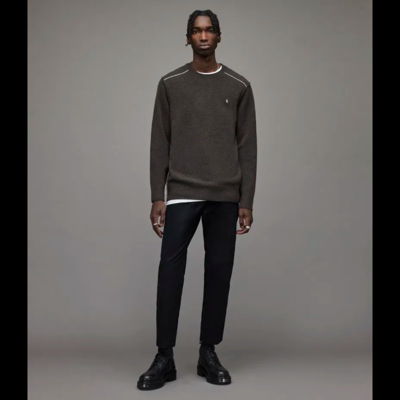 Allsaints Strike Crew 灰色 羊毛 駝毛 毛衣 針織衫 男M-3