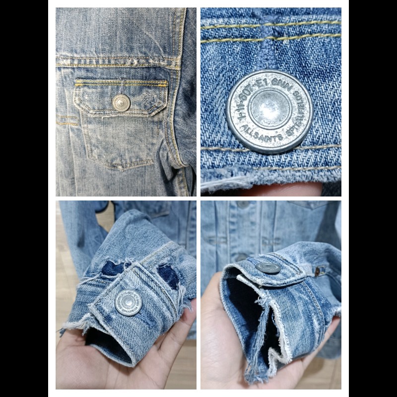 Allsaints Idaho Denim Jacket 淺色 不修邊 丹寧外套 牛仔外套 男xs-7