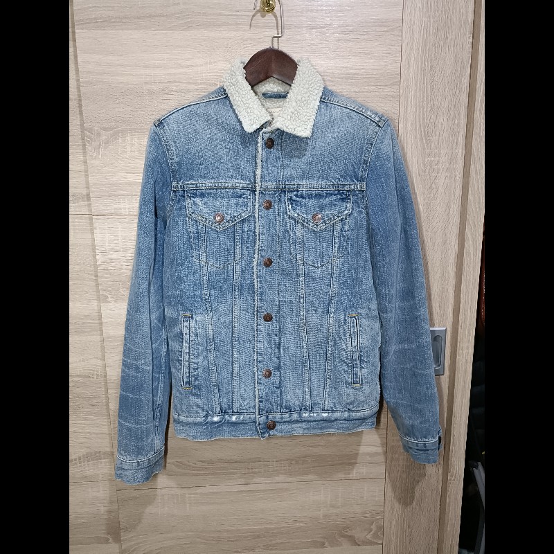 Allsaints Ikano Denim Jacket 淺色 羊羔毛 丹寧外套 牛仔外套 男XS-0