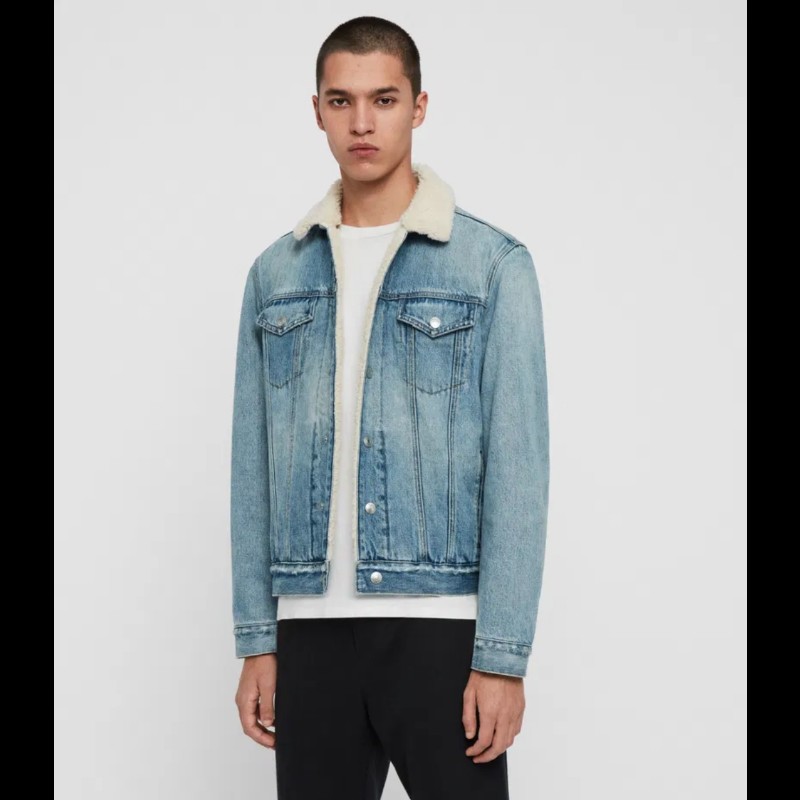 Allsaints Ilkley Jacket 淺色 羊羔毛 丹寧外套 牛仔外套 男XS-1