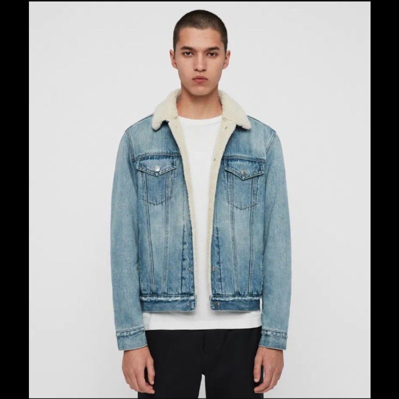 Allsaints Ilkley Jacket 淺色 羊羔毛 丹寧外套 牛仔外套 男XS-2