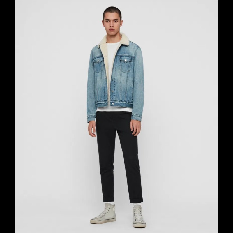 Allsaints Ilkley Jacket 淺色 羊羔毛 丹寧外套 牛仔外套 男XS-3