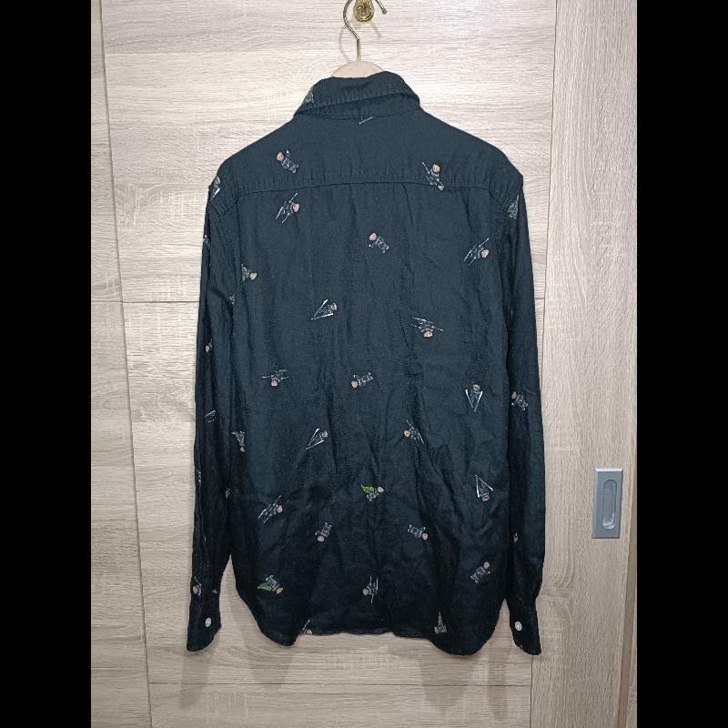 Polo Ralph Lauren Polo Bear 黑色 法蘭絨 滿版 小熊 襯衫 青年XL-4