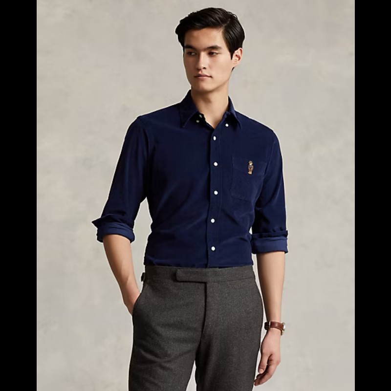 Polo Ralph Lauren Polo Bear 深藍 燈芯絨 小熊 襯衫 男M-2