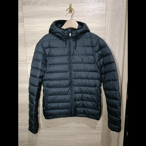 [微瑕] Polo Ralph Lauren RL 全黑 可收納 羽絨外套 連帽外套 男XS