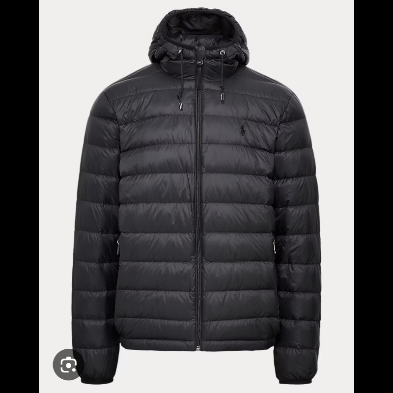 [微瑕] Polo Ralph Lauren RL 全黑 可收納 羽絨外套 連帽外套 男XS-1