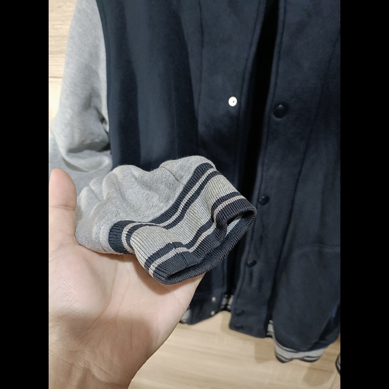 Burberry Blue Label 日本 深藍 灰色 棉質 棒球外套 男M-6