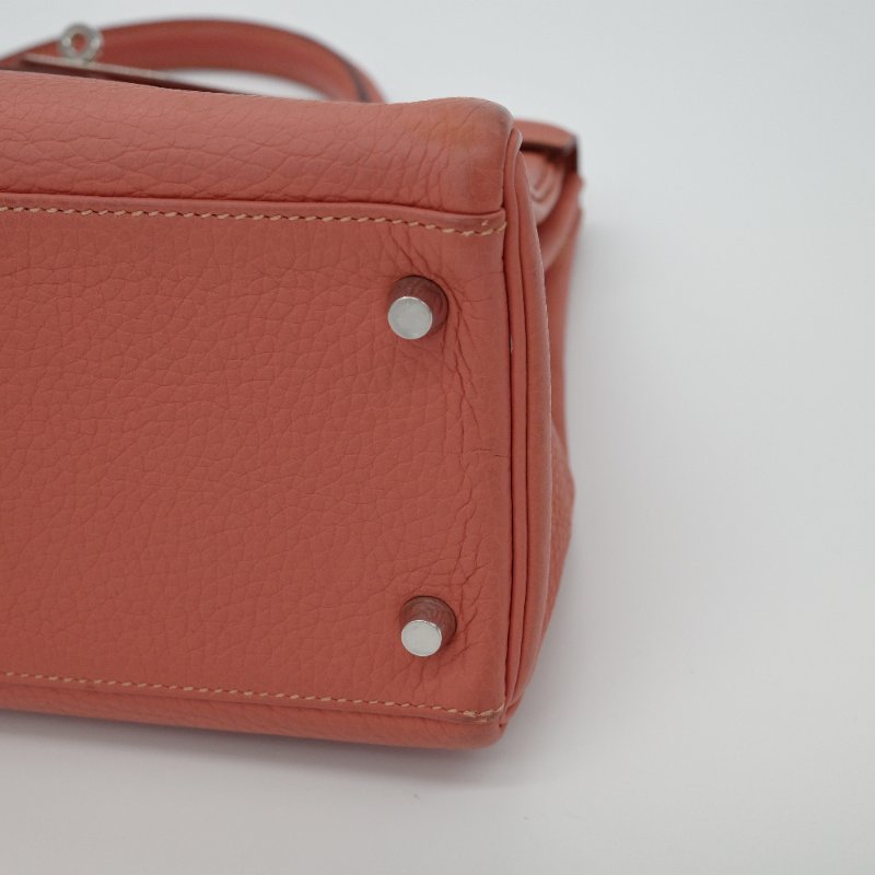 Hermès 愛馬仕 Kelly 32 橘粉色 銀扣 牛皮 手挽肩背兩用包-8