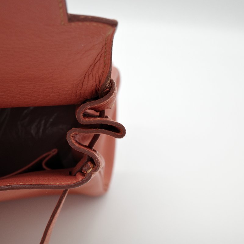 Hermès 愛馬仕 Kelly 32 橘粉色 銀扣 牛皮 手挽肩背兩用包-11