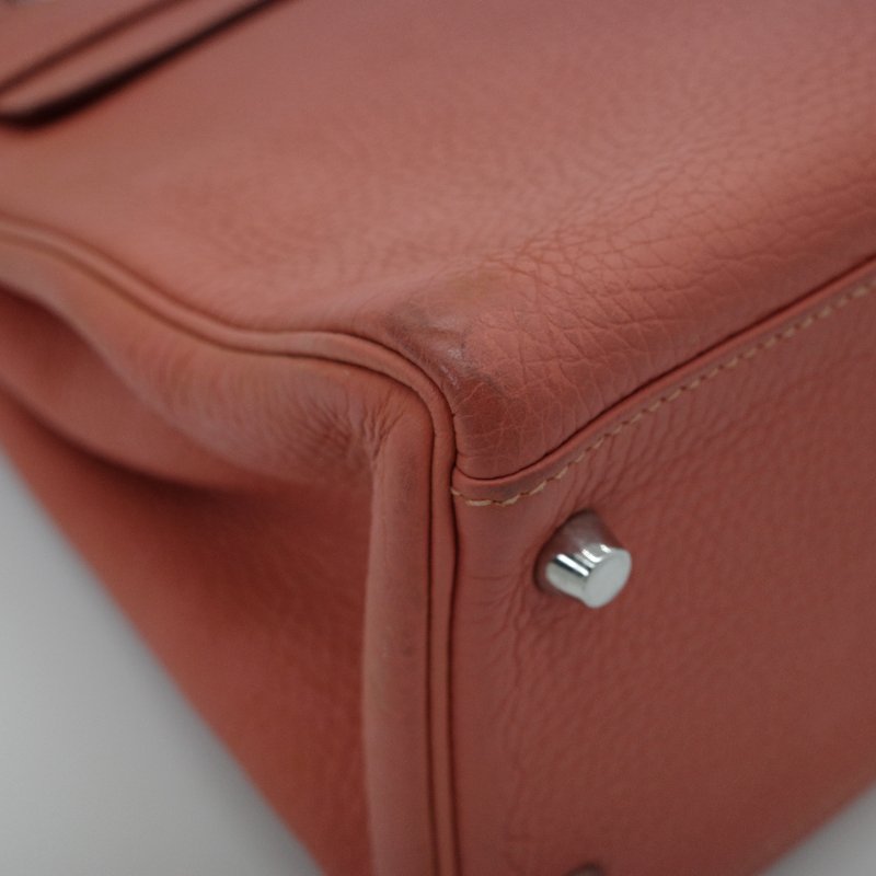 Hermès 愛馬仕 Kelly 32 橘粉色 銀扣 牛皮 手挽肩背兩用包-16