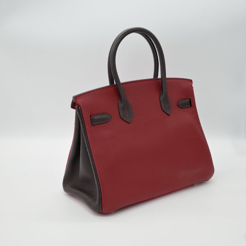 Hermès 愛馬仕 Birkin 30 紅黑雙拼 山羊皮 手提包 框P-3