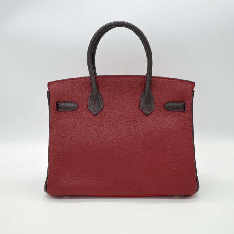 Hermès 愛馬仕 Birkin 30 紅黑雙拼 山羊皮 手提包 框P-4
