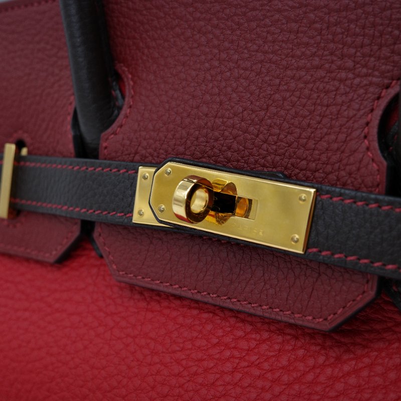 Hermès 愛馬仕 Birkin 30 紅黑雙拼 山羊皮 手提包 框P-11