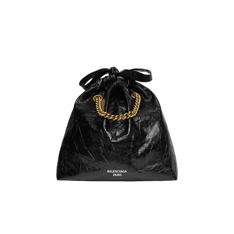 Balenciaga Crush Small Tote Drawstring Bag for Women in Black - 742942-210IT-1000
