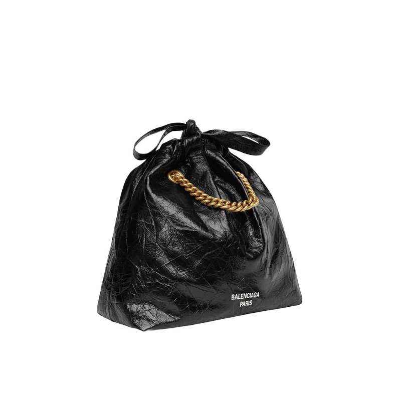 Balenciaga Crush Small Tote Drawstring Bag for Women in Black - 742942-210IT-1000-1