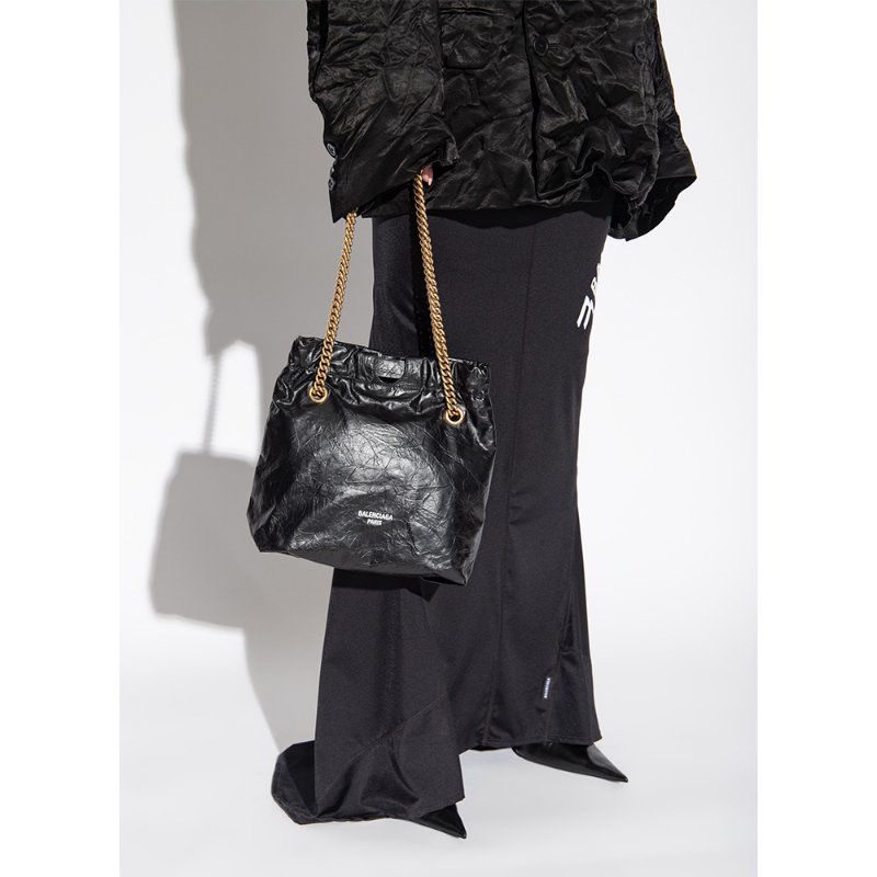 Balenciaga Crush Small Tote Drawstring Bag for Women in Black - 742942-210IT-1000-4