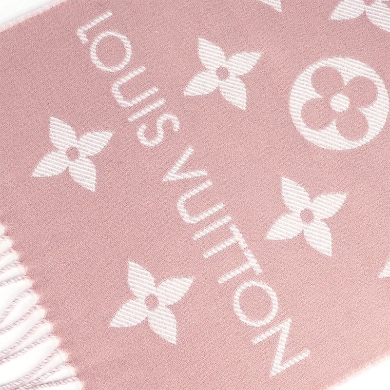 Essential Monogram 花紋雙色羊毛圍巾(玫瑰粉/米色)-2