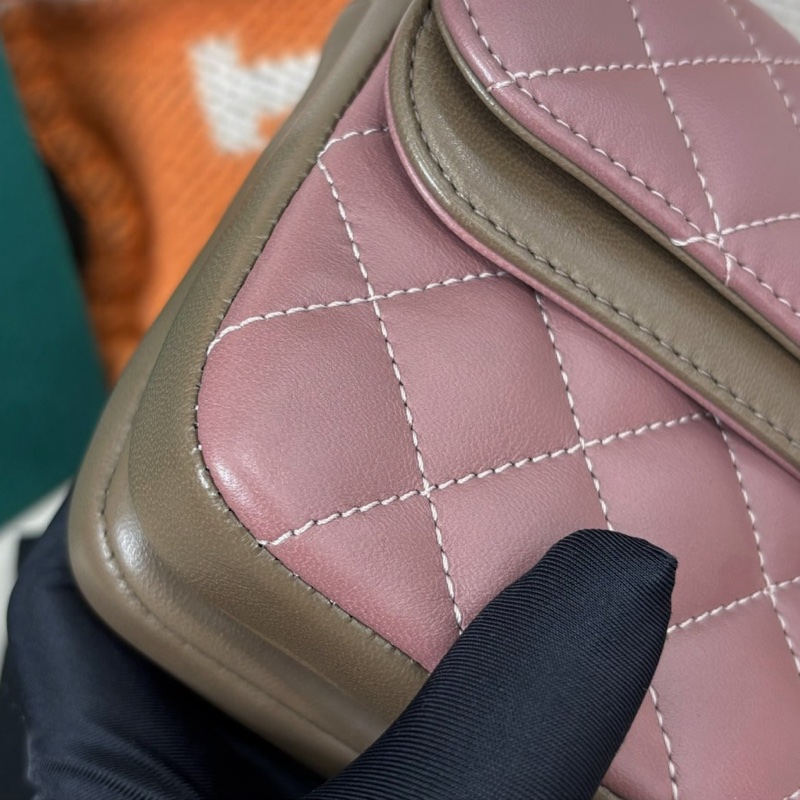 【近新閒置品】香奈兒Chanel 埃及系列乾燥玫瑰粉色雙C大logo鏈條包 單肩包26開-6