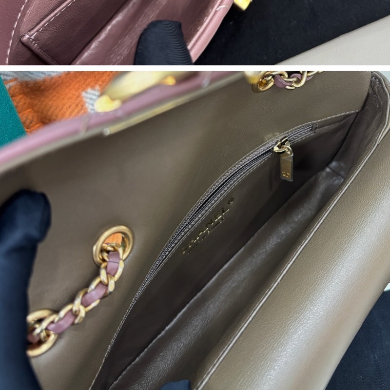 【近新閒置品】香奈兒Chanel 埃及系列乾燥玫瑰粉色雙C大logo鏈條包 單肩包26開-9