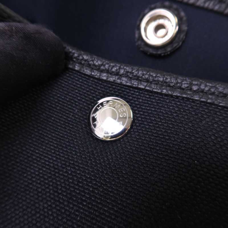 HERMES 帆布Garden Party TPM銀扣手挽袋Noir-8